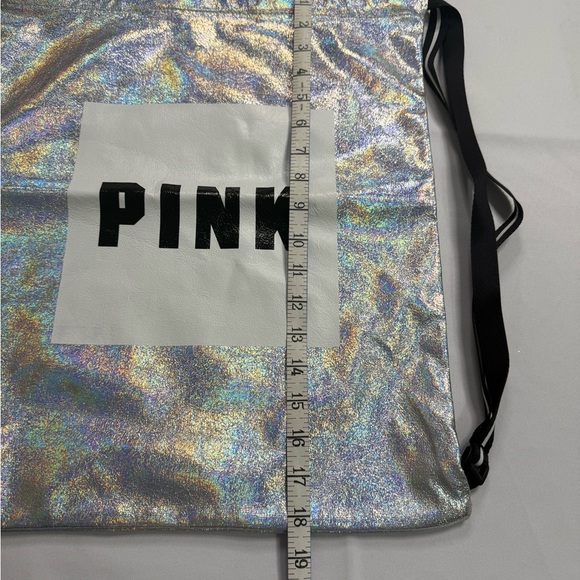 PINK Victoria's Secret Silver Holographic Backpack - Picture 2 of 5